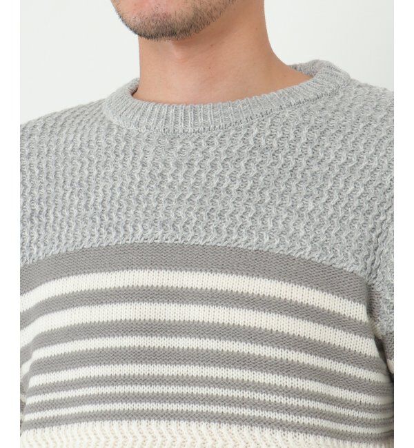 ikka「編地MIXパネルボーダーニット」|プルオーバー|