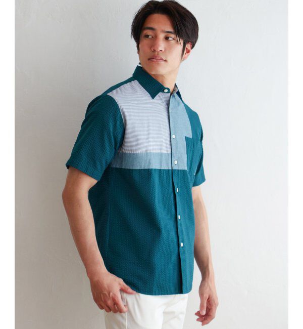 ikka「サッカーブロック切り替えシャツ」|シャツ・ブラウス|