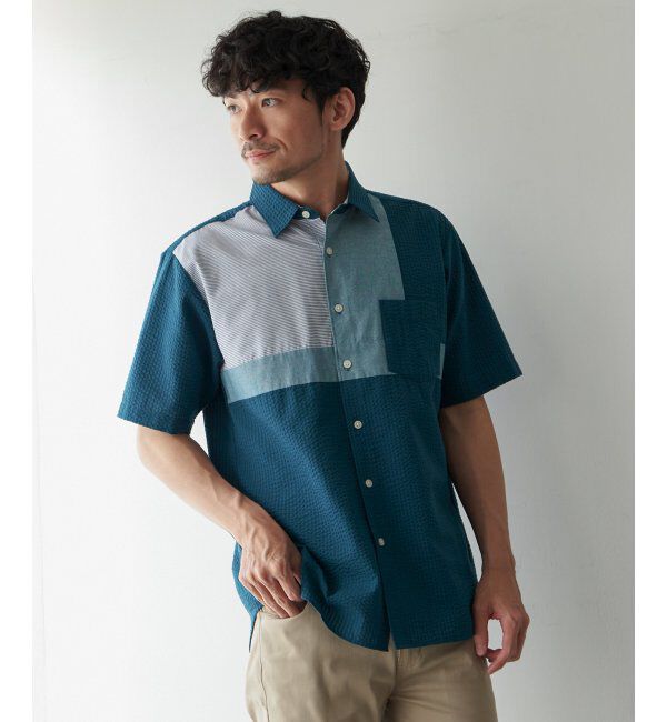 ikka「サッカーブロック切り替えシャツ」|シャツ・ブラウス|