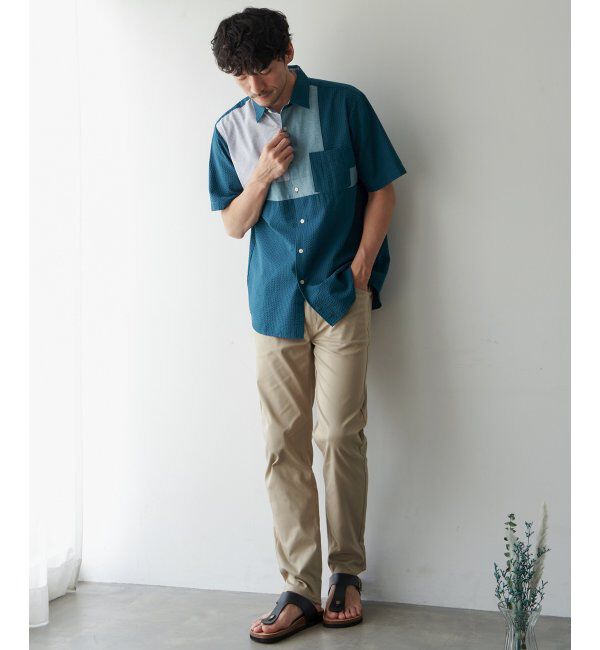 ikka「サッカーブロック切り替えシャツ」|シャツ・ブラウス|