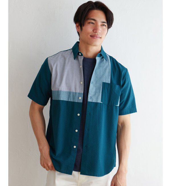 ikka「サッカーブロック切り替えシャツ」|シャツ・ブラウス|