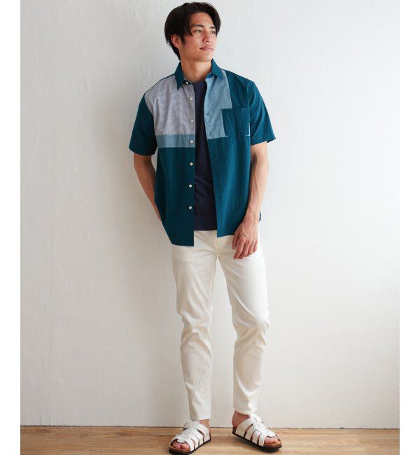 ikka「サッカーブロック切り替えシャツ」|シャツ・ブラウス|