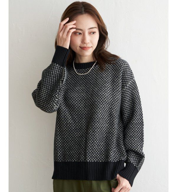 ikka「【雑誌InRed12月号掲載】バーズアイ柄ニットプルオーバー」|プルオーバー|ブラック