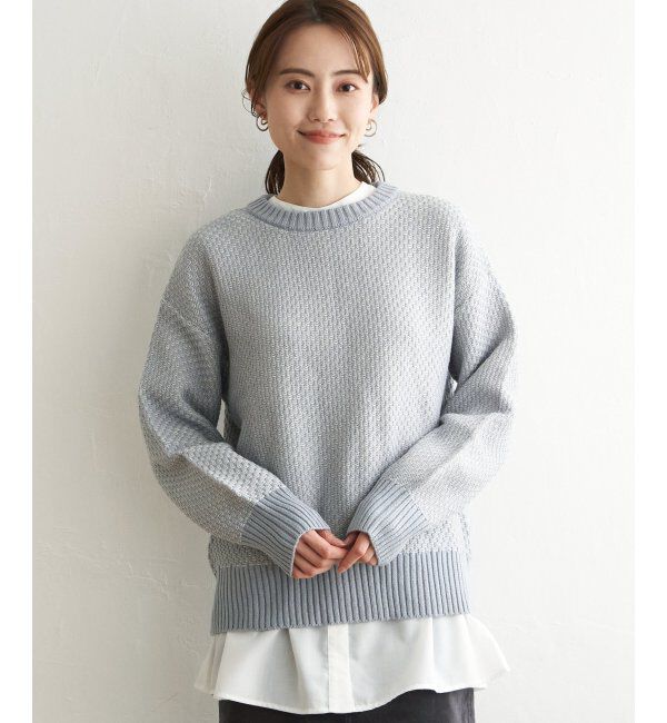 ikka「【雑誌InRed12月号掲載】バーズアイ柄ニットプルオーバー」|プルオーバー|スカイブルー