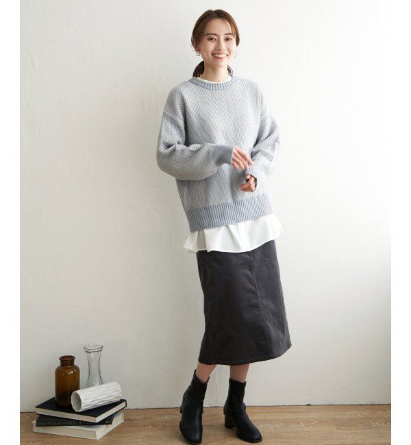 ikka「【雑誌InRed12月号掲載】バーズアイ柄ニットプルオーバー」|プルオーバー|