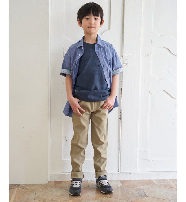 ikka kids「【親子おそろい】シャンブレー5分袖シャツ（120~160cm）」|シャツ・ブラウス|