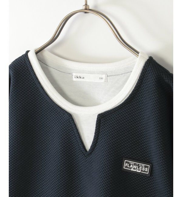ikka kids「【親子おそろい】キーネックレイヤード7分袖Tシャツ（120~160cm）」|Tシャツ・カットソー|