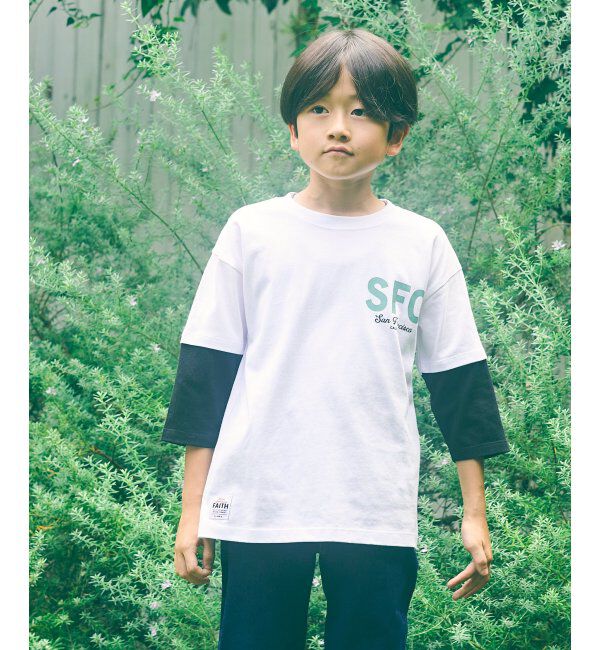 ikka kids「7分袖レイヤードロゴTシャツ（120~160cm）」|Tシャツ・カットソー|