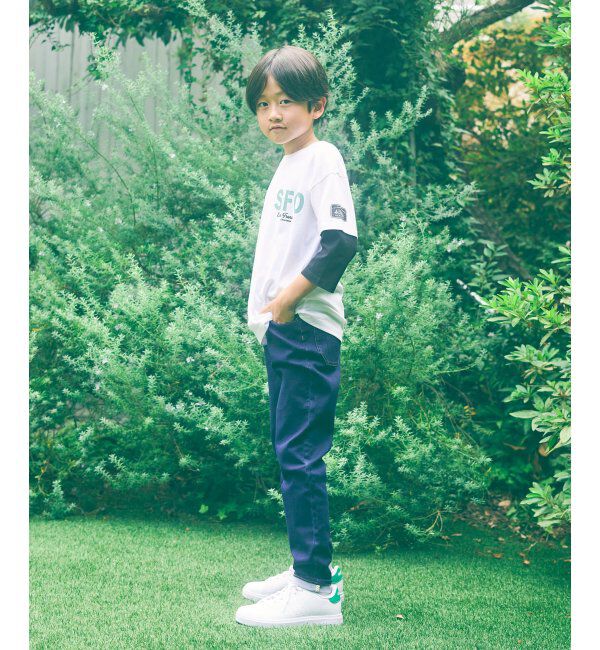 ikka kids「7分袖レイヤードロゴTシャツ（120~160cm）」|Tシャツ・カットソー|