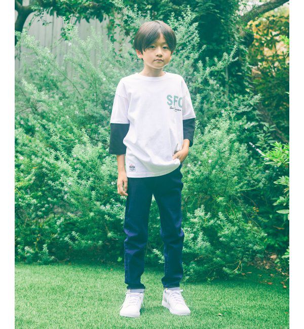 ikka kids「7分袖レイヤードロゴTシャツ（120~160cm）」|Tシャツ・カットソー|