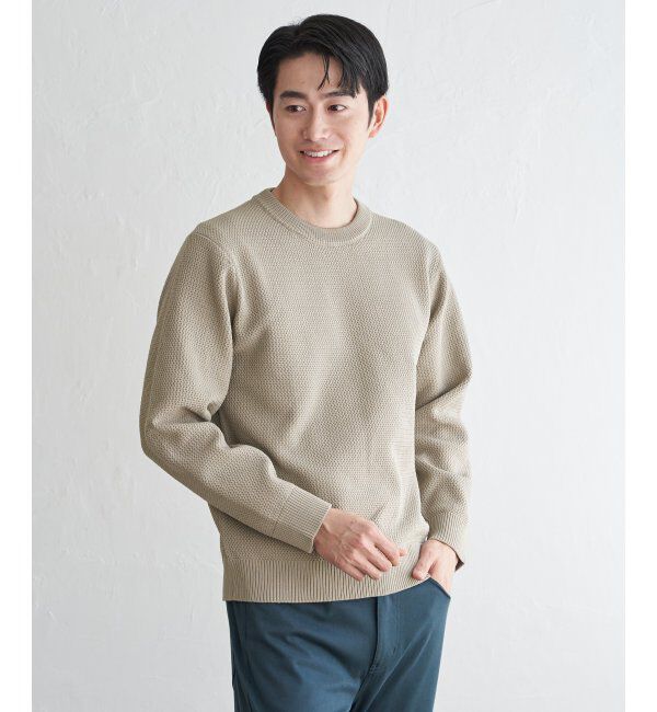 ikka「GOKU楽ニット鹿の子クルー」|プルオーバー|