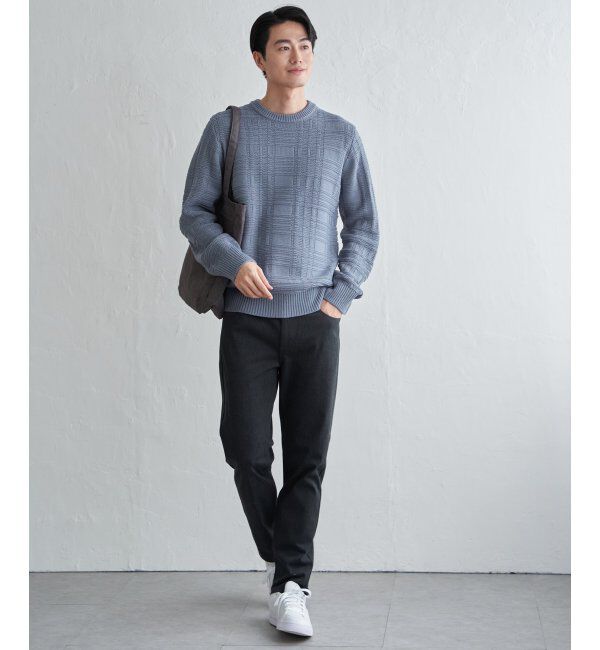 ikka「ジャカードチェックニット」|プルオーバー|