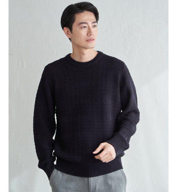 ikka「ジャカードチェックニット」|プルオーバー|