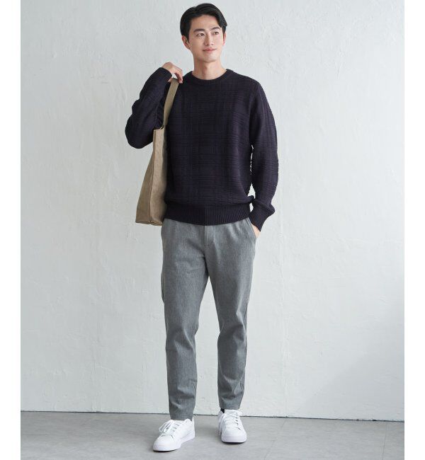 ikka「ジャカードチェックニット」|プルオーバー|