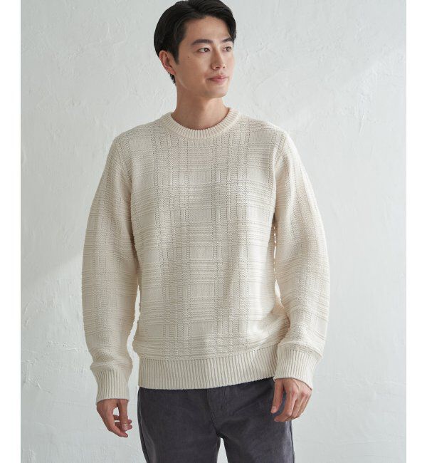 ikka「ジャカードチェックニット」|プルオーバー|