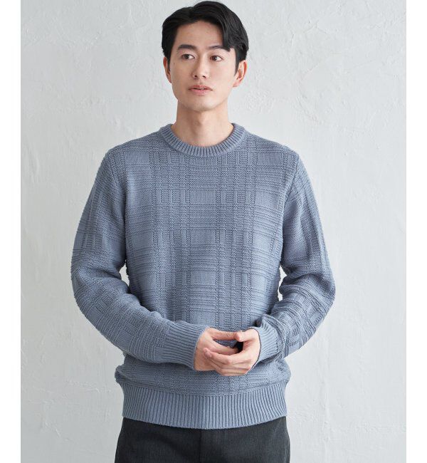 ikka「ジャカードチェックニット」|プルオーバー|