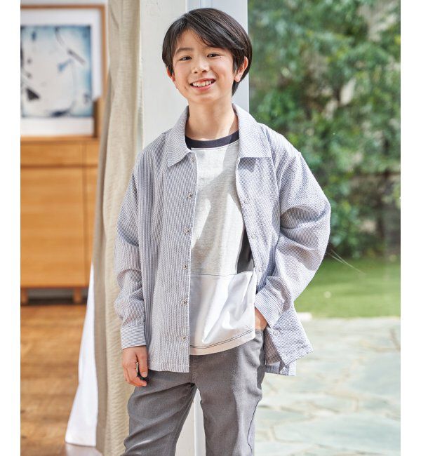 ikka kids「【親子コーデ】サッカースナップシャウター（110~160cm）」|シャツ・ブラウス|