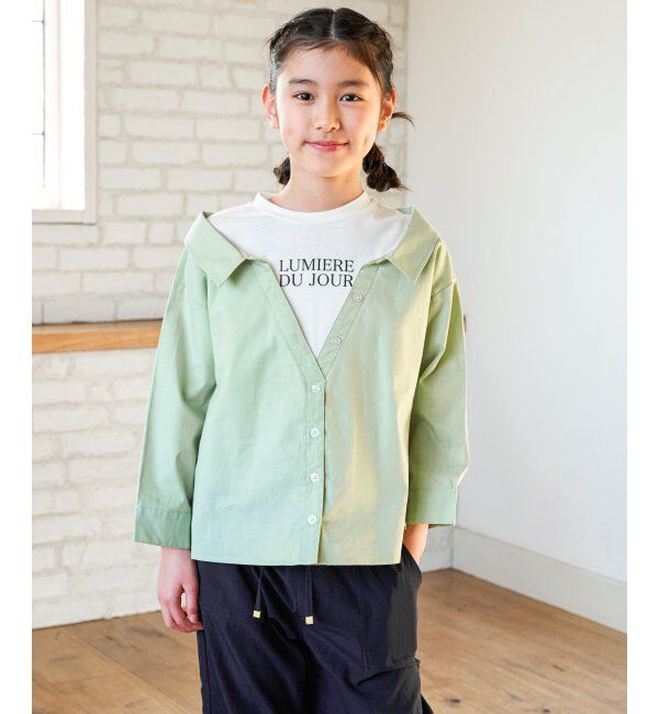 ikka kids「【親子コーデ】ロゴTドッキングドッキングブラウス（120~160cm）」|シャツ・ブラウス|