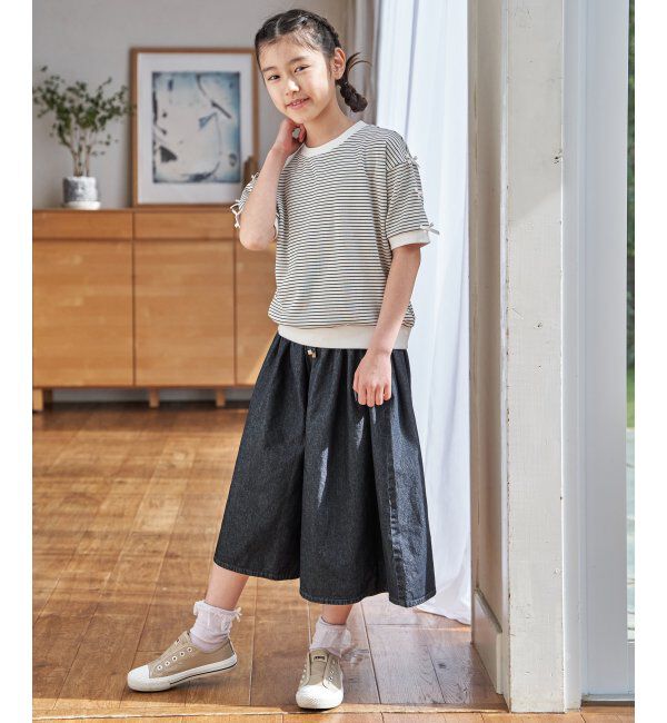 ikka kids「【親子コーデ】 フライス袖リボンドルマンプルオーバー (120cm~160cm)」|Tシャツ・カットソー|