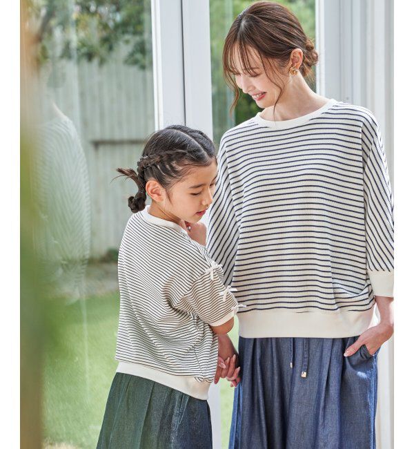 ikka kids「【親子コーデ】 フライス袖リボンドルマンプルオーバー (120cm~160cm)」|Tシャツ・カットソー|
