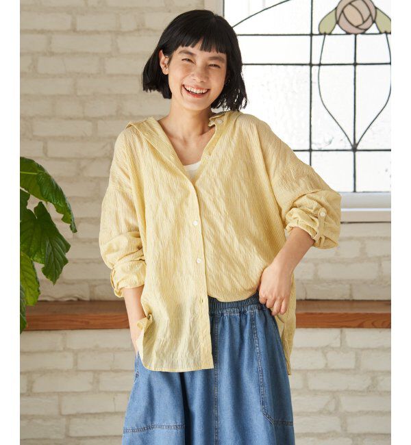 Lbc with Life「コットンゆるシャーリング2WAYシャツ」|シャツ・ブラウス|