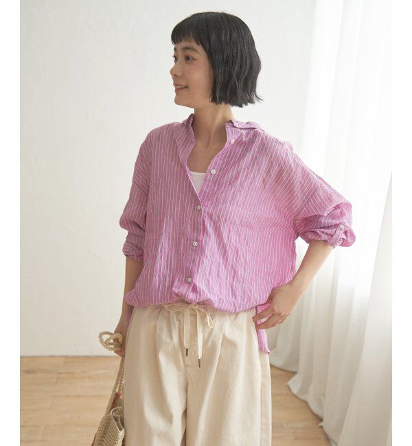 Lbc with Life「コットンゆるシャーリング2WAYシャツ」|シャツ・ブラウス|