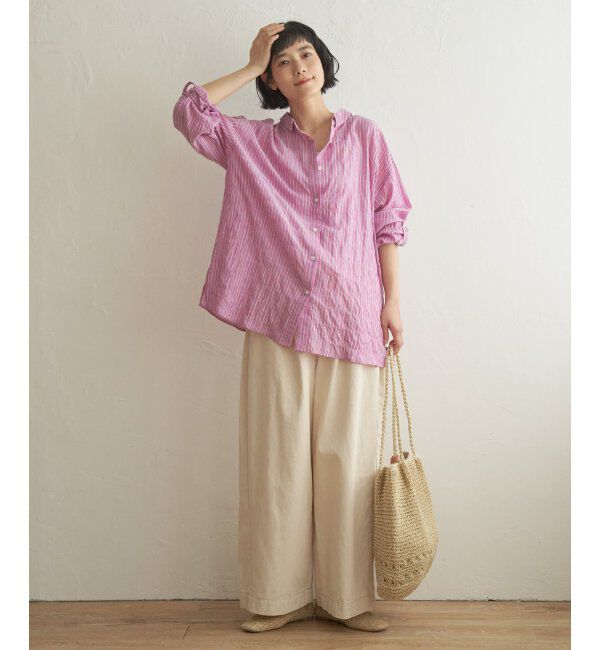 Lbc with Life「コットンゆるシャーリング2WAYシャツ」|シャツ・ブラウス|