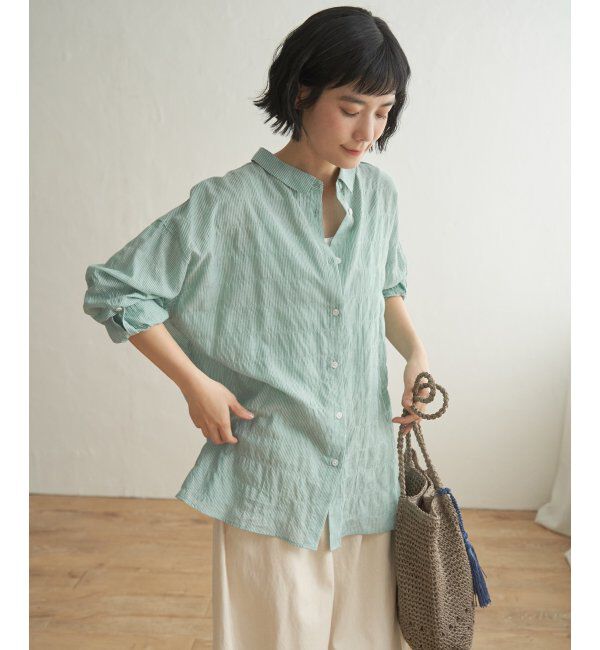 Lbc with Life「コットンゆるシャーリング2WAYシャツ」|シャツ・ブラウス|