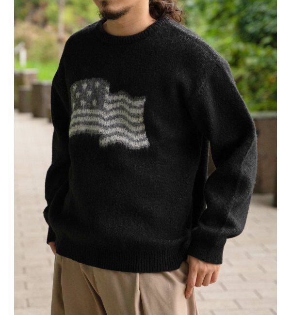 VENCE share style「グラフィックモヘアライクニット」|その他|ブラック