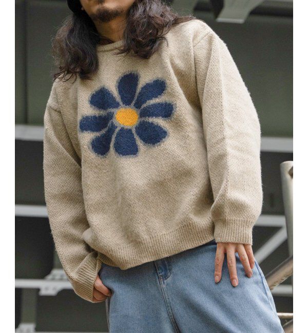 VENCE share style「グラフィックモヘアライクニット」|その他|ベージュ