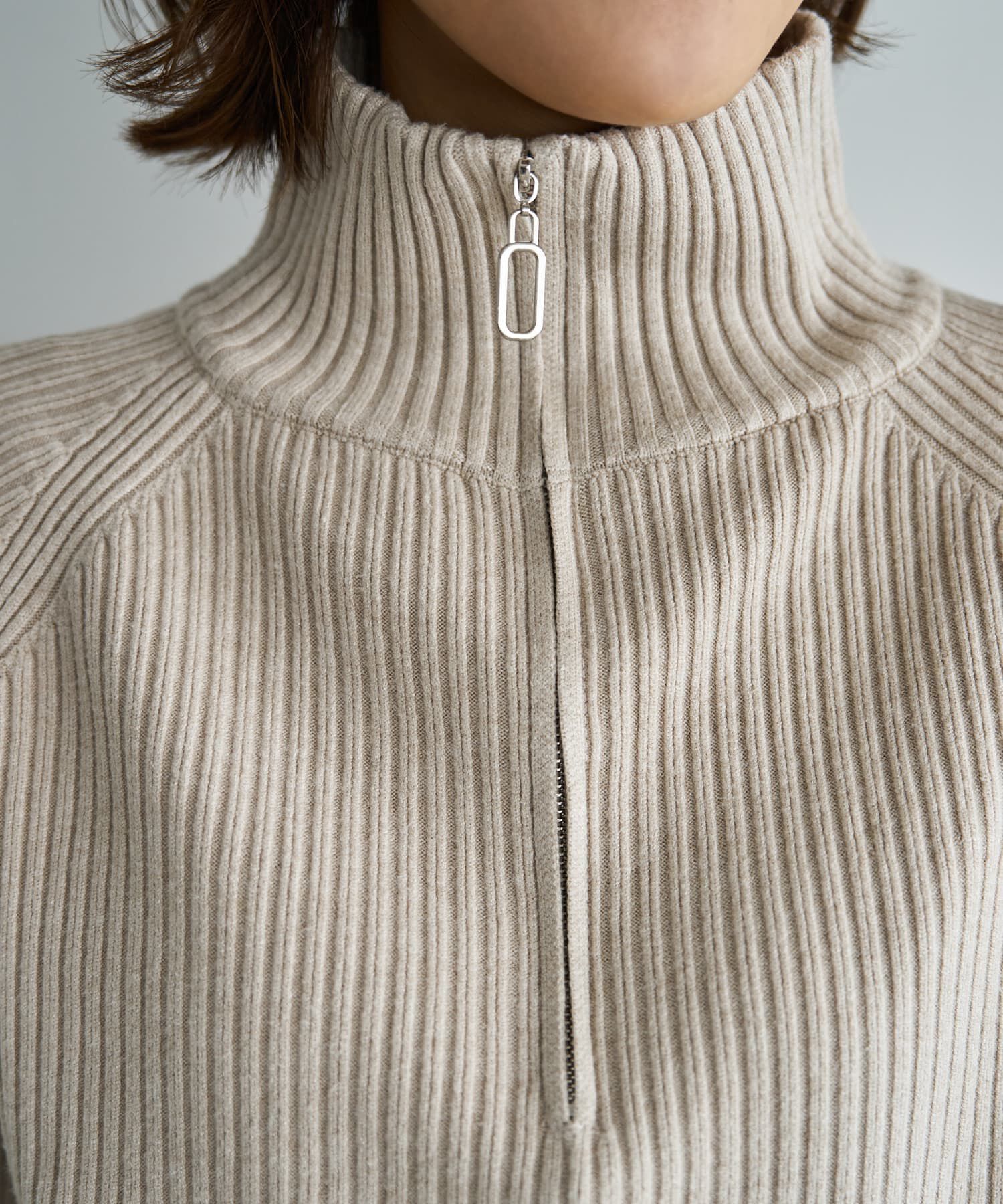 STYLE DELI「スタンドネックジップニットトップス」|ニット・セーター|