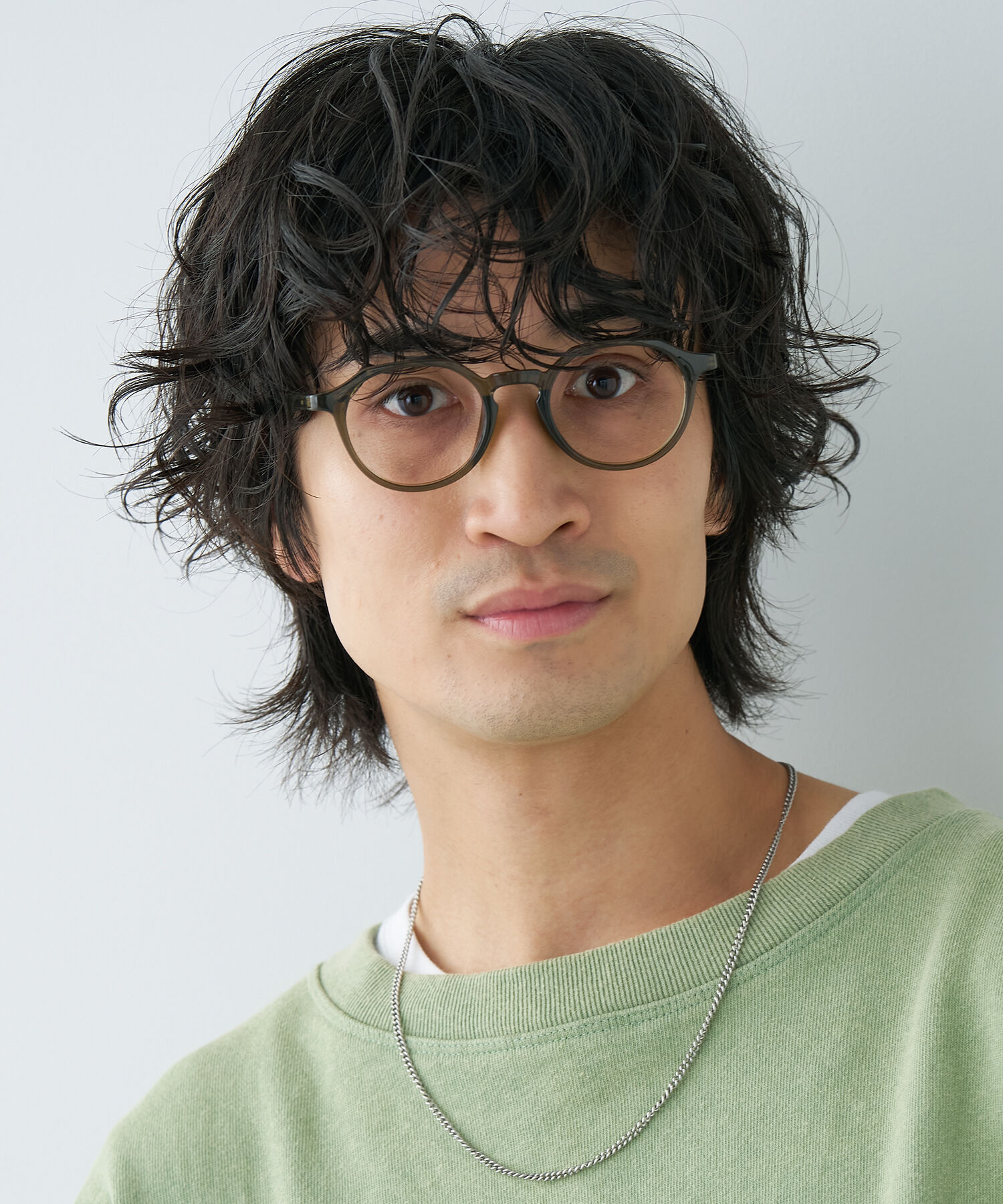  「ボストン型 メガネ｜ クラウンパント 軽量 黒縁 クリア フレーム  レンズ交換券付き GO」|メガネ|