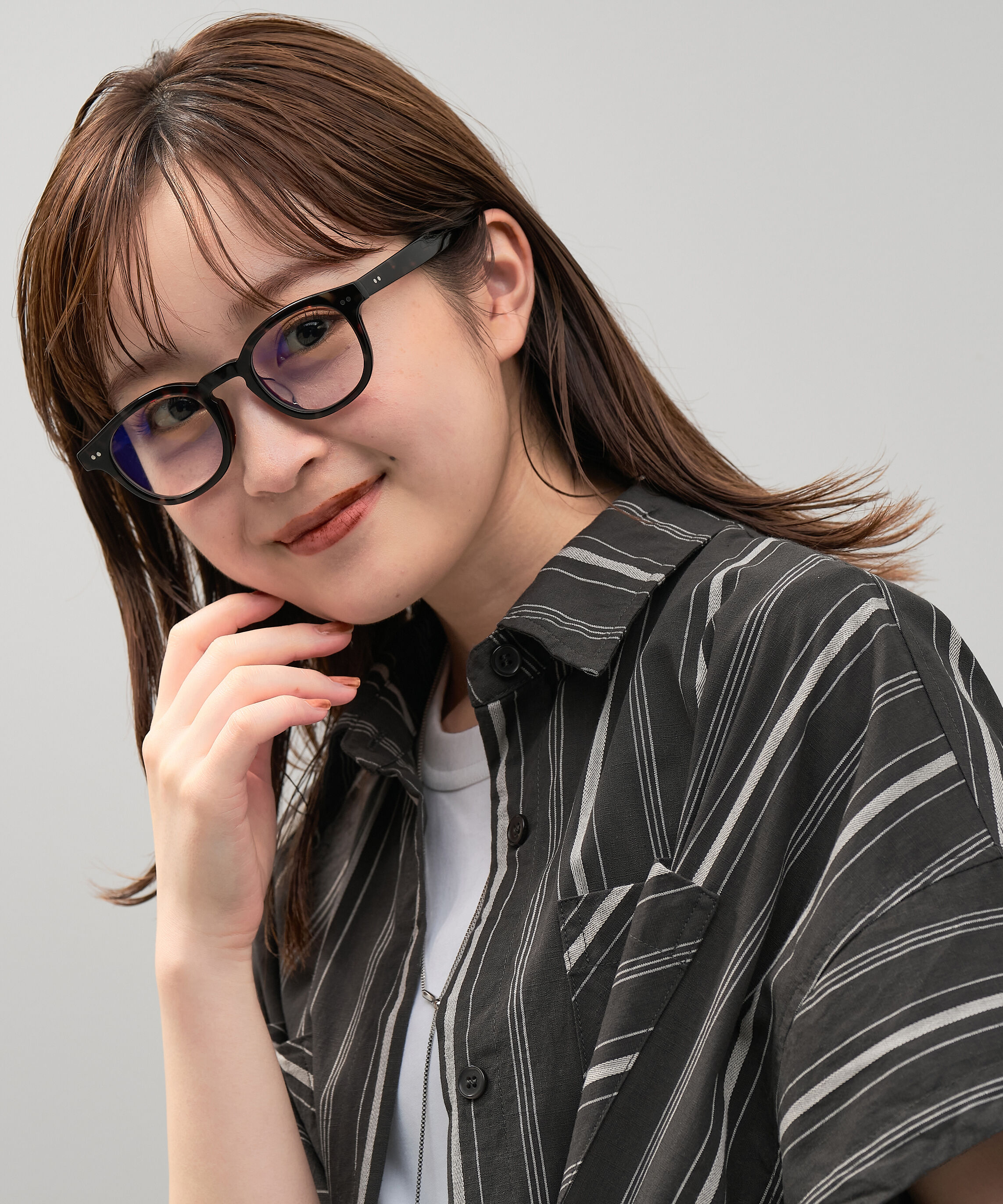  「【WEB限定】ウェリントン型 PCメガネ｜ブルーライトカットメガネ｜33%カット｜太縁 黒縁 べっ甲」|メガネ|ブラウン系その他1