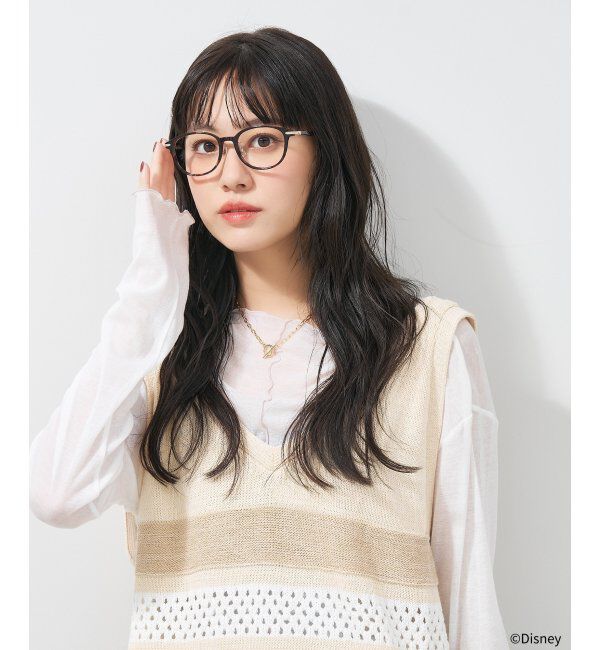  「ウェリントン メガネ Disney PRINCESS ベル  (カジュアルライン)  ディズニープリンセス  レンズ交換券付」|メガネ|