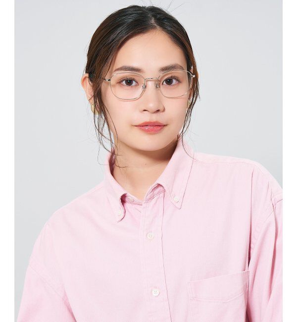  「ウェリントン型 メガネ | チタン 軽量 メタルフレーム レディース 大人可愛い レンズ交換券付」|メガネ|シルバー