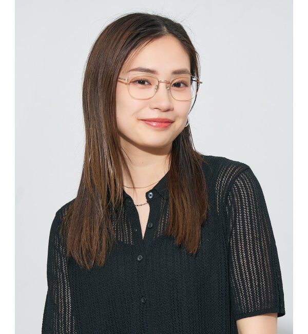  「ウェリントン型 メガネ | チタン 軽量 メタルフレーム レディース 大人可愛い レンズ交換券付」|メガネ|ゴールド