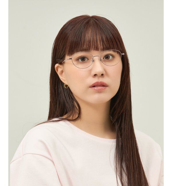  「オーバル型 メガネ 軽量 チタン｜大人可愛い｜伊達メガネ 度付きメガネ｜ビジネス レンズ交換券付」|メガネ|ピンク