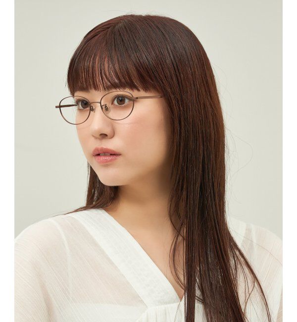  「オーバル型 メガネ 軽量 チタン｜大人可愛い｜伊達メガネ 度付きメガネ｜ビジネス レンズ交換券付」|メガネ|薄ブラウン1