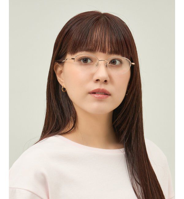  「オーバル型 メガネ 軽量 チタン｜大人可愛い｜伊達メガネ 度付きメガネ｜ビジネス レンズ交換券付」|メガネ|ライトピンク