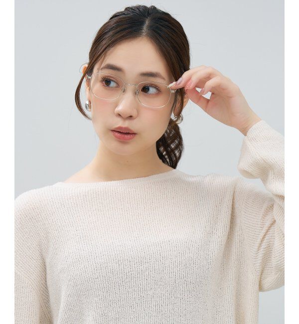 「ウェリントン型 メガネ | 四角 小顔効果 チタン 軽量 メタル 伊達・度付き Zoff  レンズ交換券付」|メガネ|シルバー