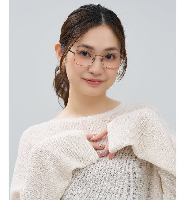  「ウェリントン型 メガネ | 四角 小顔効果 チタン 軽量 メタル 伊達・度付き Zoff  レンズ交換券付」|メガネ|