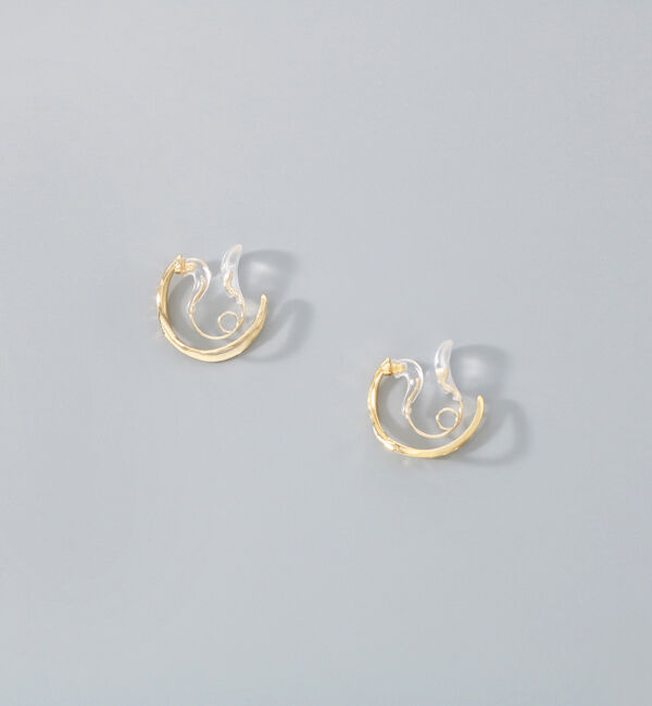 Phoebe「【シリーズ累計販売10000点突破！】アレルギー対応痛くないシリーズクリスタルループフィットイヤリング」|イヤリング|ゴールド