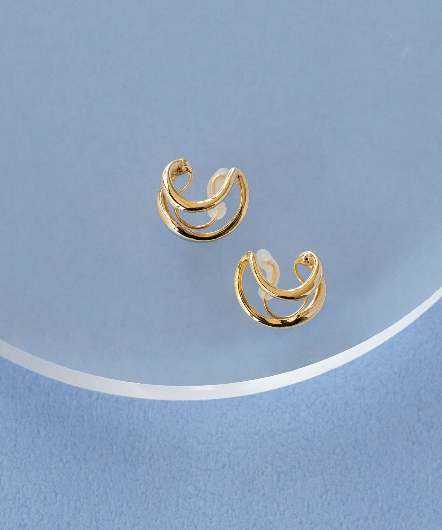 Phoebe「【金属アレルギー対応】【痛くないシリーズ】ダブルフープライトフィットイヤリング ゴールド」|イヤリング|