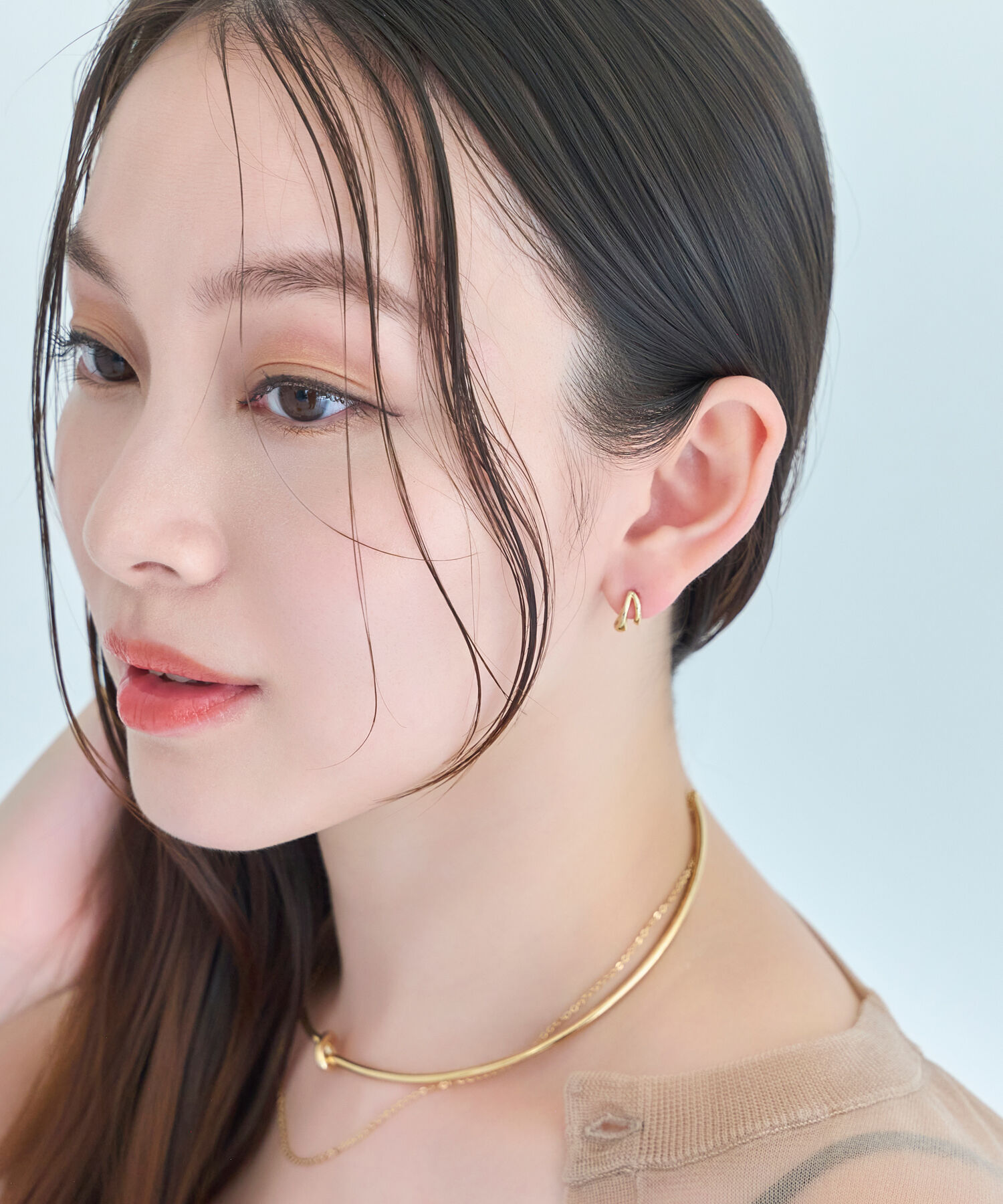 Phoebe「【金属アレルギー対応】【痛くないシリーズ】ダブルフープライトフィットイヤリング ゴールド」|イヤリング|