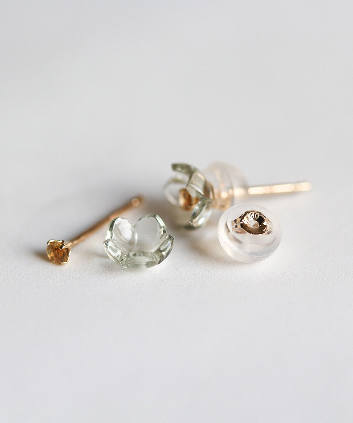  「シトリン / グリーンアメジスト  ピアス | K10YG」|ピアス|