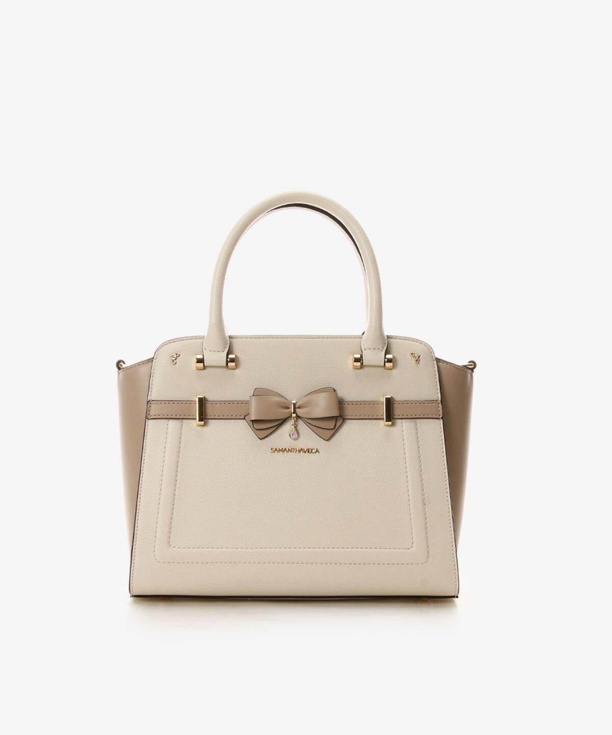 Samantha Vega「バイカラーアクセントリボンハンドバッグ」|ハンドバッグ|オフホワイト