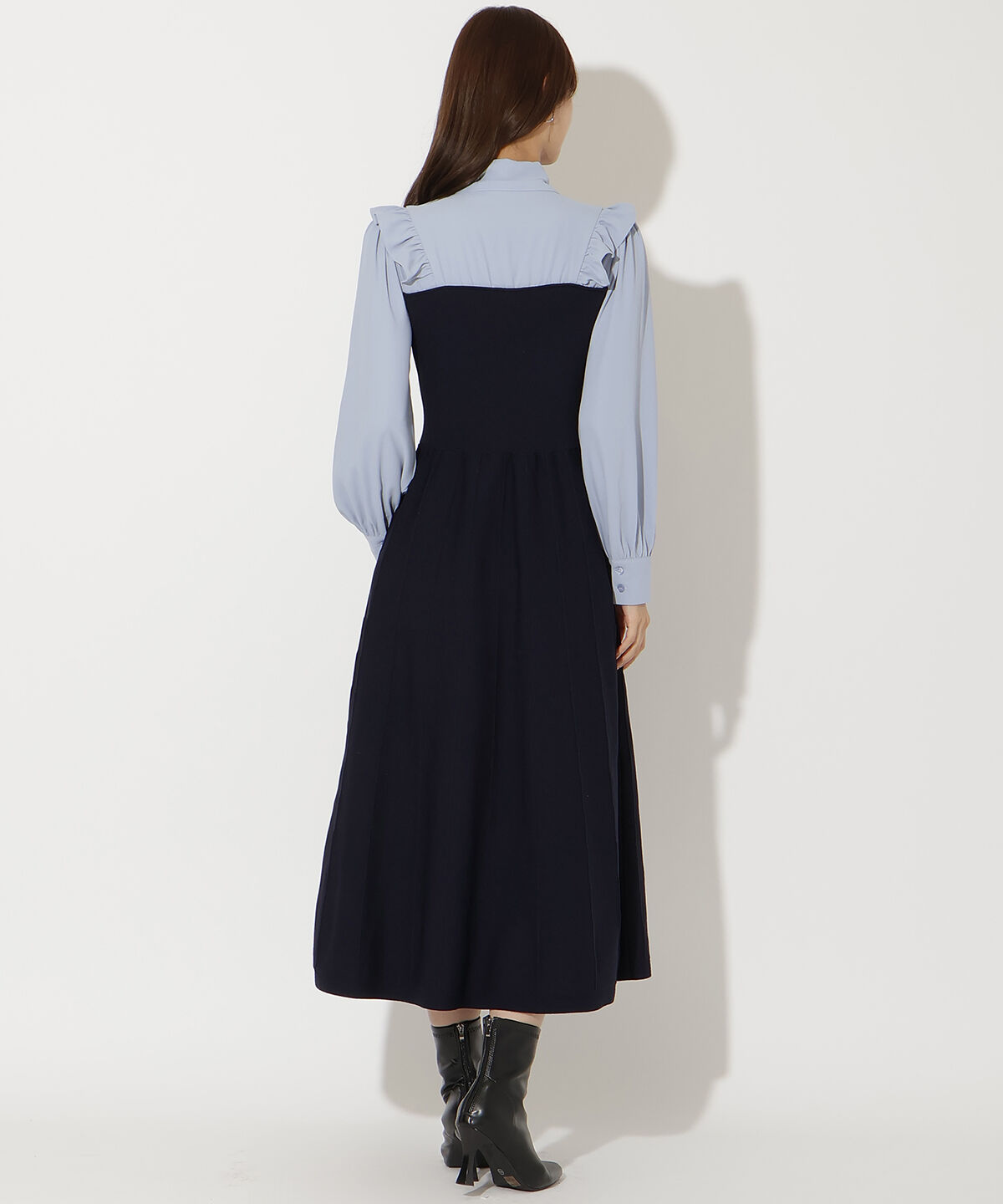 アンドクチュール「フリルショルダーボウタイドッキングワンピース」|ワンピース|