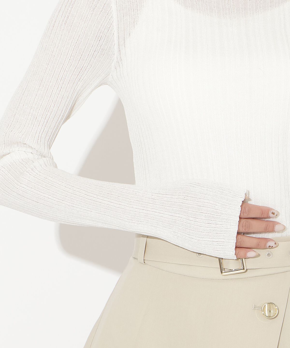 アンドクチュール「シアーランダムリブニットプルオーバー」|ニット・セーター|