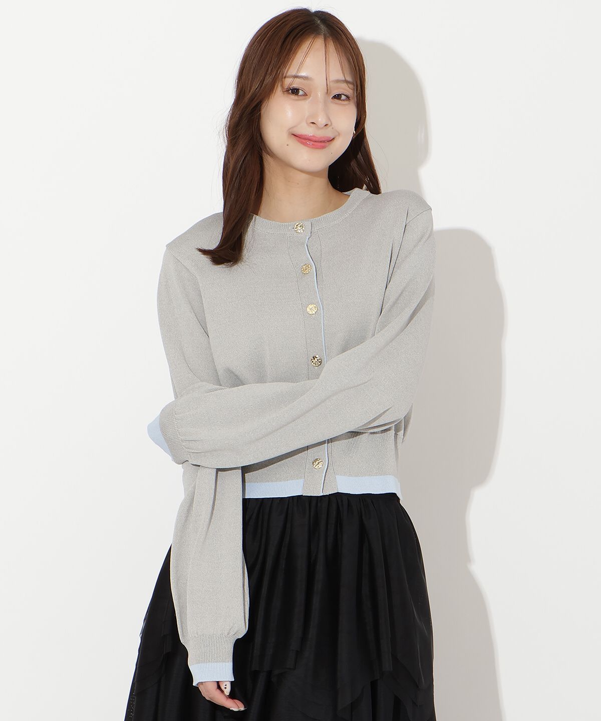 アンドクチュール「配色レイヤードライクニットカーディガン」|カーディガン|