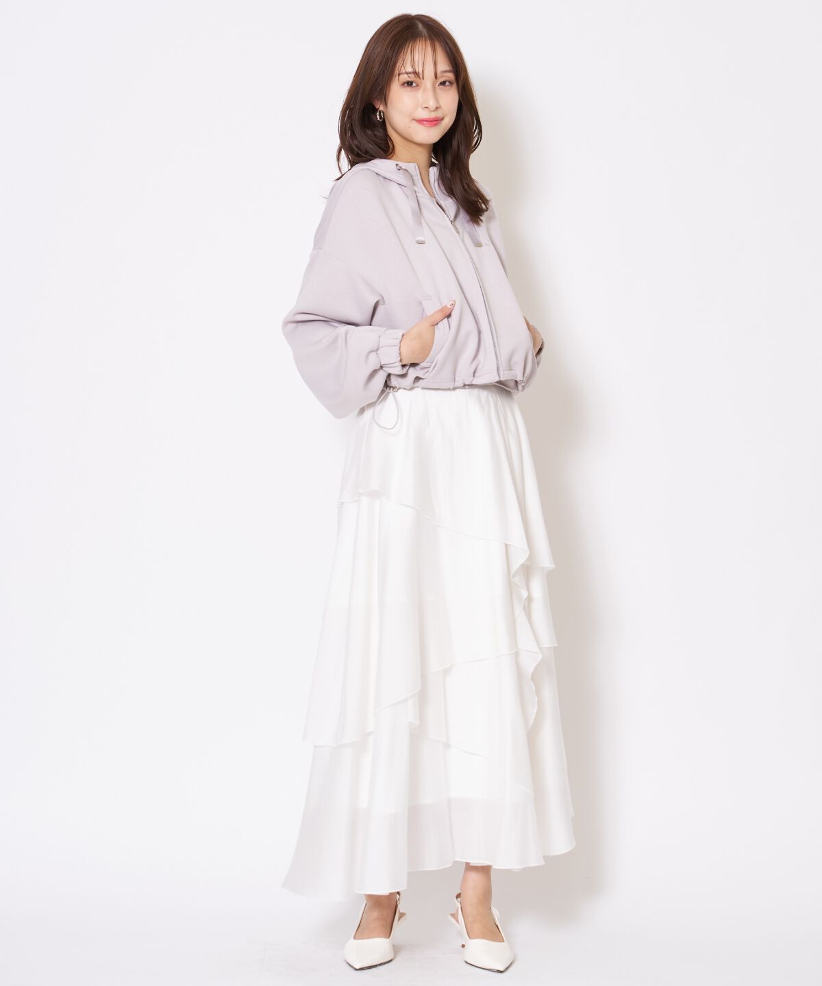 アンドクチュール「ロゴ刺繍ZIPパーカー」|パーカー|